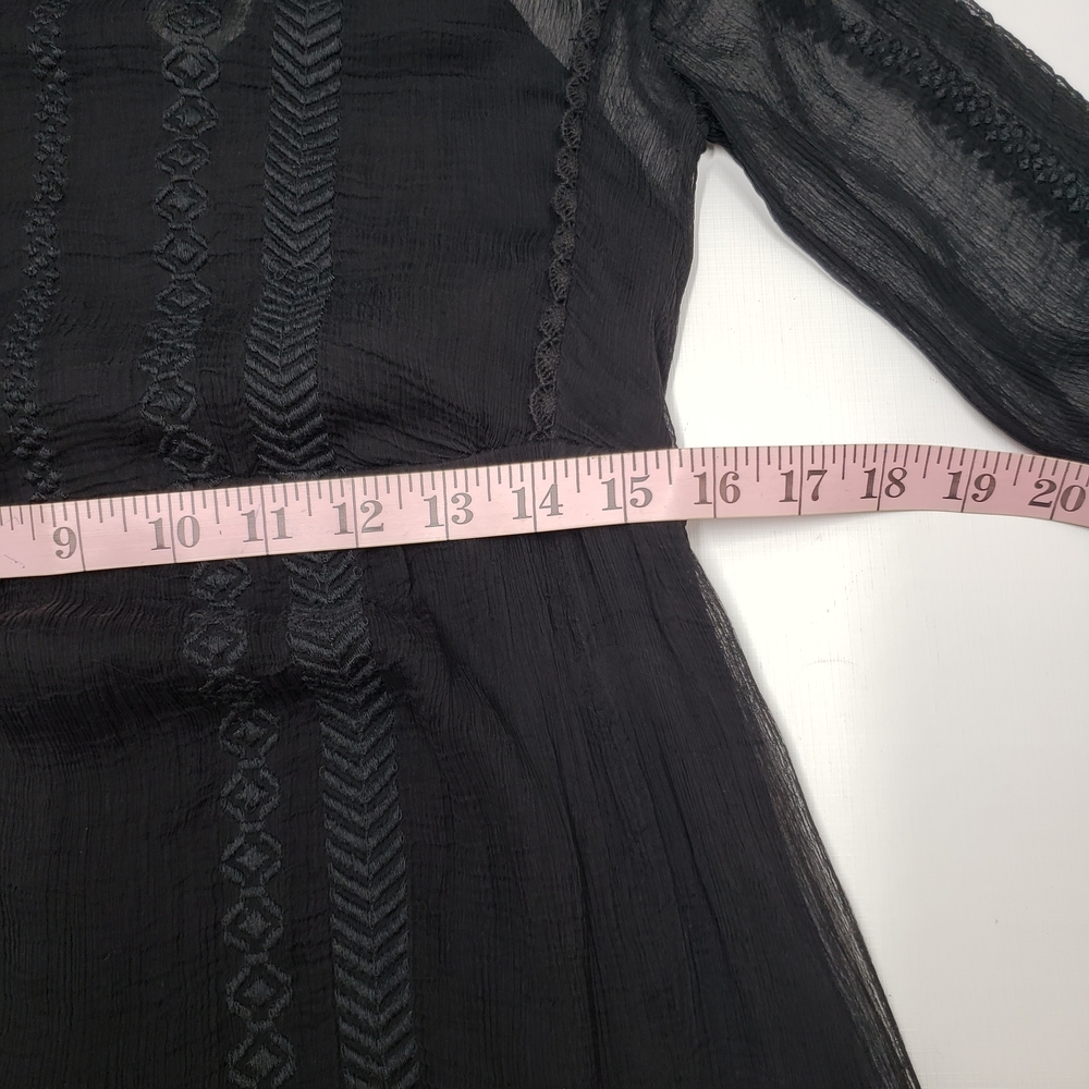 IRO Women's Black Sheer Western Boho Dress Long Sleeves Size 6 - Picture 12 of 16